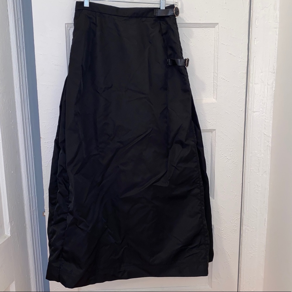 PRISCAVera Black Maxi Skirt w/ Pleated Back